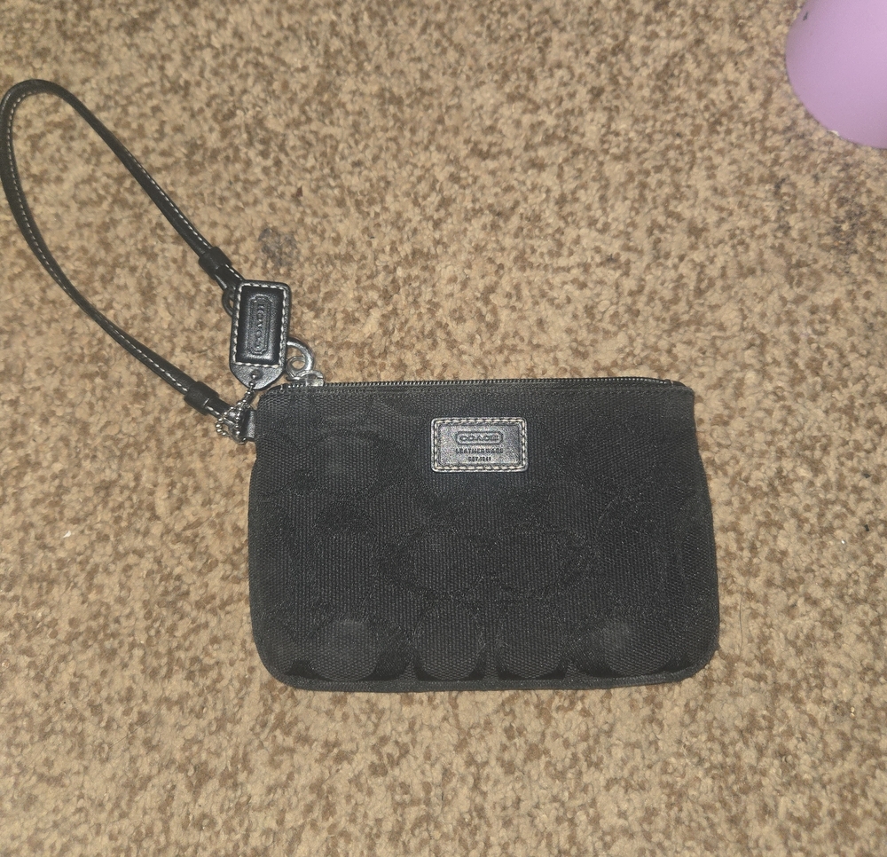 Coach Black Jacquard Wristlet with Detachable Strap